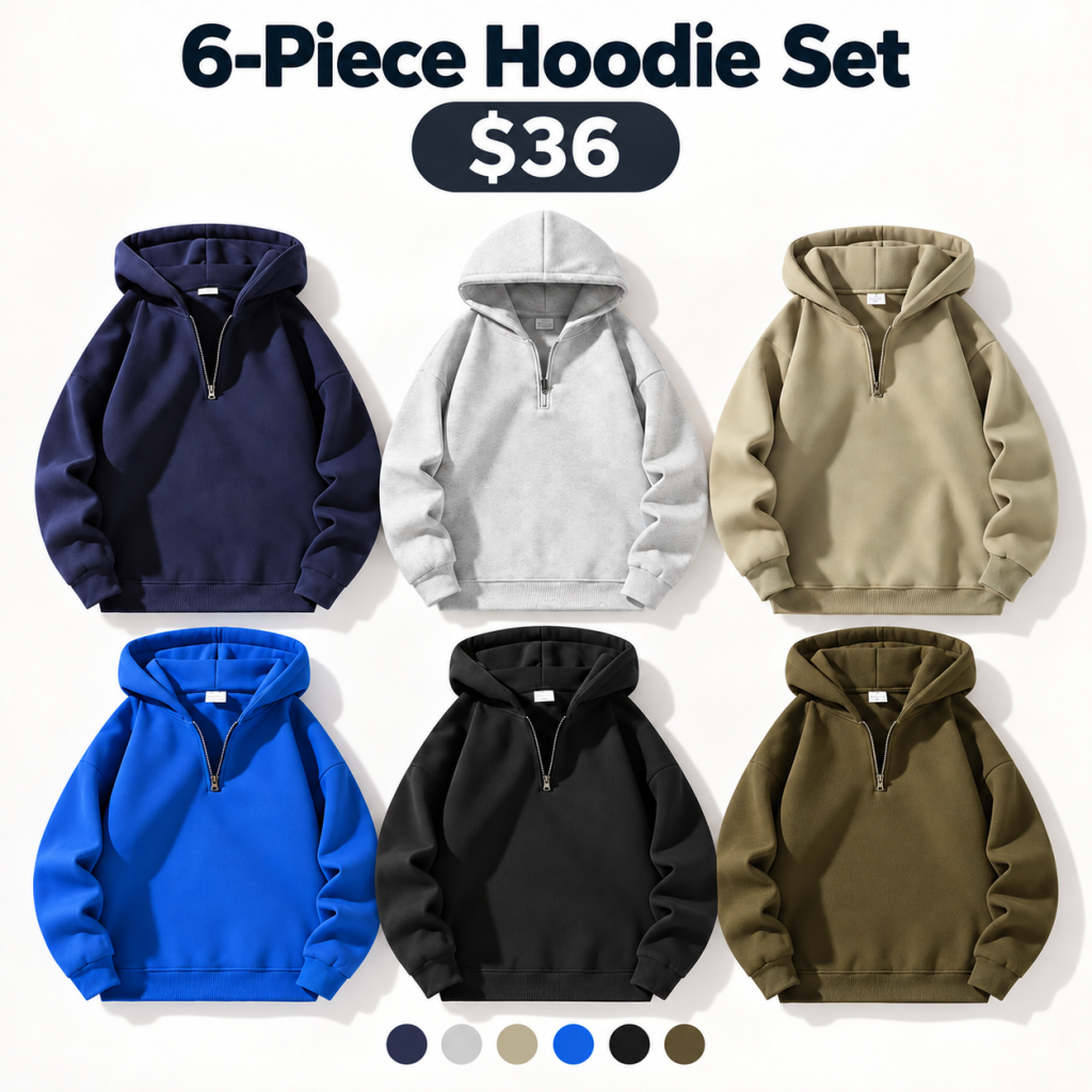 Men’s Plain Half Zip Drop Shoulder Essentials Hoodie, Street Fashion Hoodie, Regular Fit Casual Long Sleeve Hooded Sweatshirt for Fall & Winter, Men’s Clothes for Daily Wear