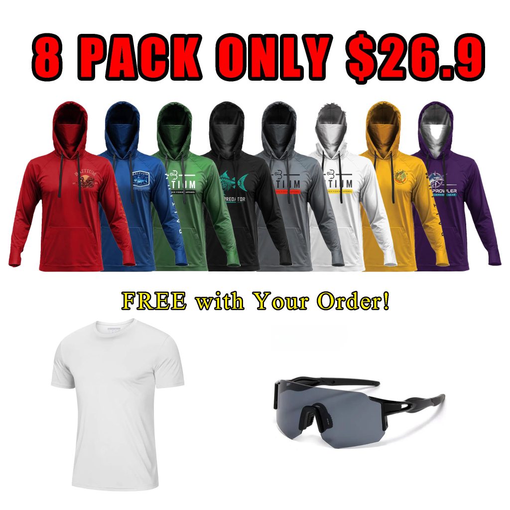 Fishing Shirts for Men Hooded Long Sleeve – UV Sun Protective T-Shirt Tee – Quick Dry Breathable Lightweight