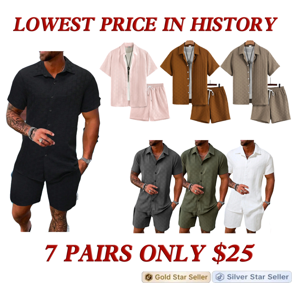 Men’s Regular Fit Short Sleeve Pajama Two-piece Set